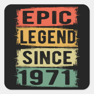 51 Years Old Bday 1971 Epic Legend 51st Birthday Square Sticker