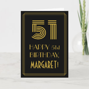 51st Birthday: Art Deco Inspired Look "51" & Name Card