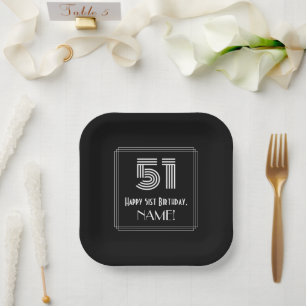 51st Birthday — Art Deco Inspired Look “51” Paper Plate