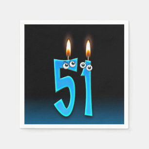 51st birthday candle with eyeballs napkin