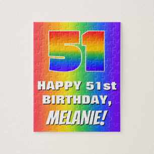 51st Birthday: Colourful, Fun Rainbow Pattern # 51 Jigsaw Puzzle