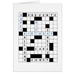 51st Birthday, Crossword Puzzle Birthday Card