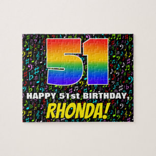 51st Birthday — Fun, Colourful Music Symbols & “51 Jigsaw Puzzle