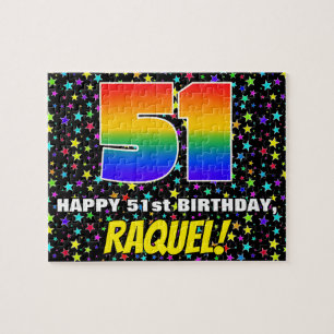 51st Birthday — Fun, Colourful Star Field Pattern Jigsaw Puzzle