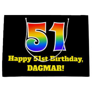 51st Birthday ~ Fun, Colourful, Vibrant, Rainbow 5 Large Gift Bag