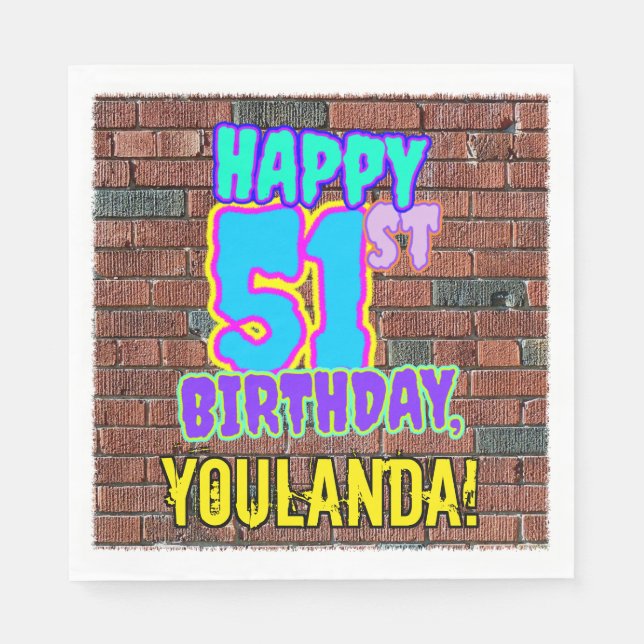 51st Birthday ~ Fun, Urban Graffiti Inspired Look Napkin (Front)
