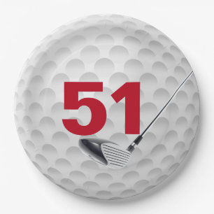 51st Birthday Golf Ball Design  Paper Plate