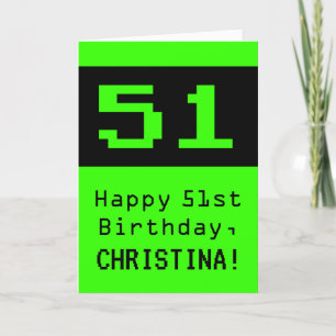51st Birthday: Nerdy / Geeky Style "51" and Name Card