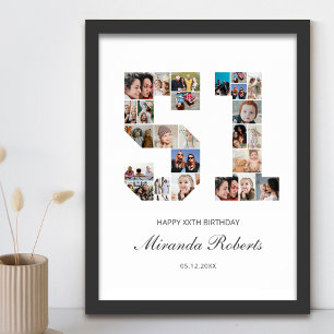 51st Birthday Number 51 Custom Photo Collage Poster
