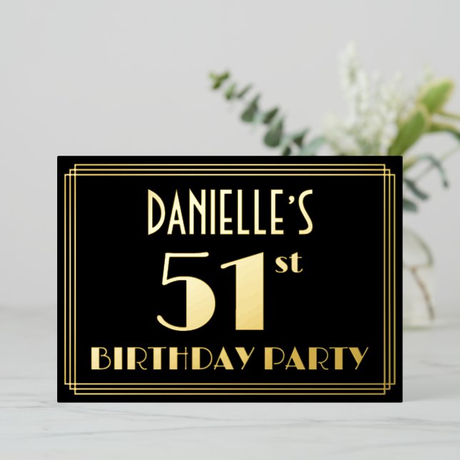 51st Birthday Party: Art Deco Look “51”, w/ Name (Standing Front)