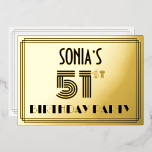 51st Birthday Party — Art Deco Style “51” & Name