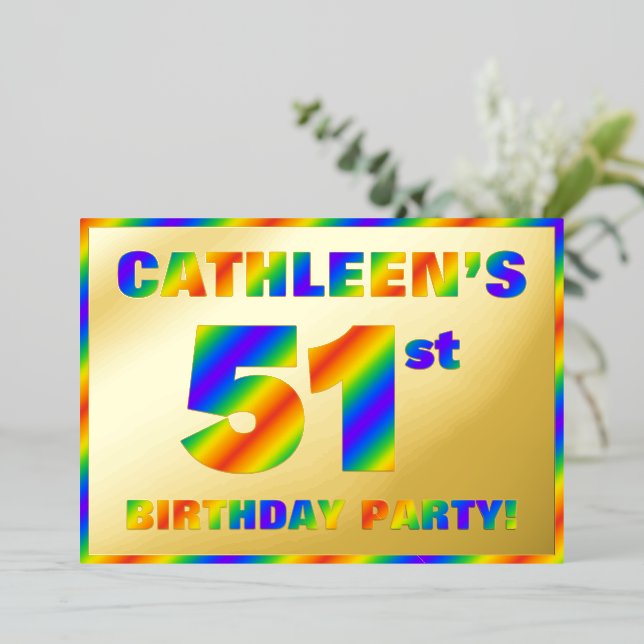 51st Birthday Party — Fun, Rainbow Spectrum “51” (Standing Front)