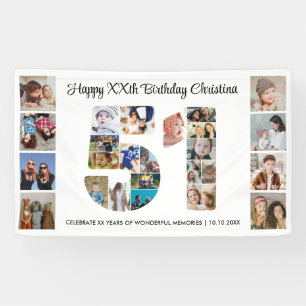 51st Birthday Party Number 51 Photo Collage Banner