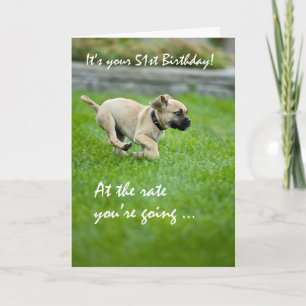 51st Birthday Puppy Running Card