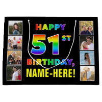 51st Birthday: Rainbow Text, Custom Photos & Name