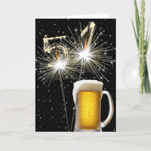 51st Birthday Sparklers With Beer Mug Card
