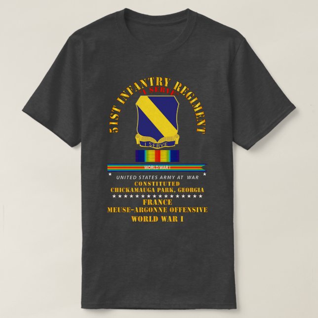 51st Infantry Regiment I Serve France WWI T-Shirt (Design Front)