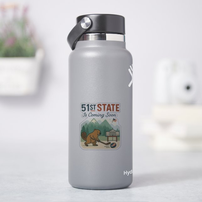 51st State Beaver Hockey Canada USA Flag Design (HydroFlask)