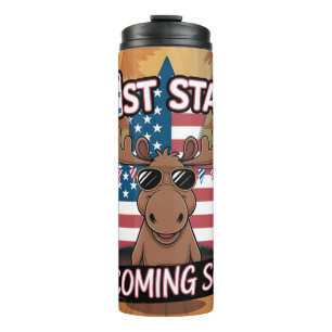 51st State Moose Sunglasses USA Flag Coming Soon Thermal Tumbler