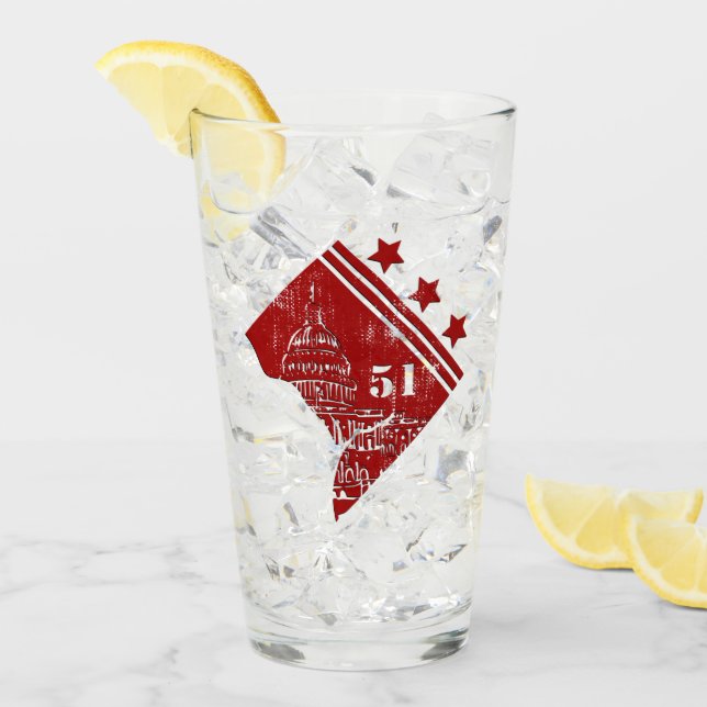 51st - State of Washington DC Flag Borderline Glass (Front Ice)