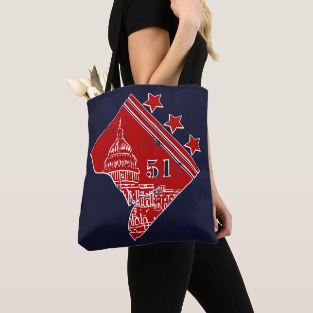 51st - State of Washington DC Flag Borderline Tote Bag (Close Up)