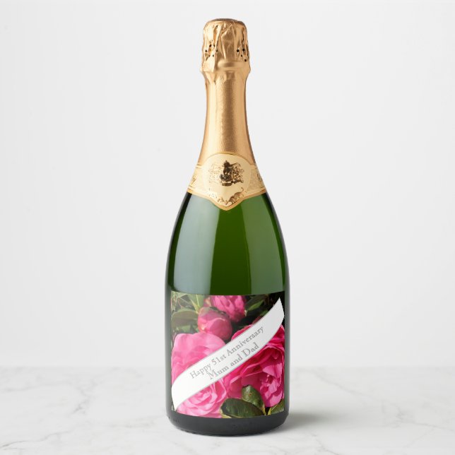 51st Wedding Anniversary  Sparkling Wine Label (Front)