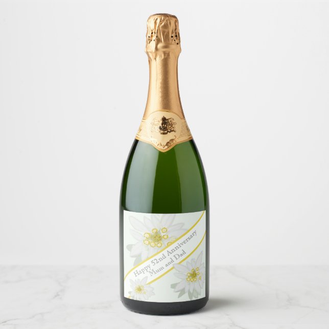 51st Wedding Anniversary  Sparkling Wine Label (Front)