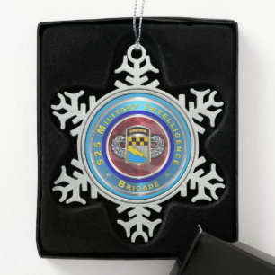 525th Military Intelligence Brigade Snowflake Pewter Christmas Ornament