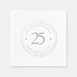 525th Wedding Anniversary Silver Circle Frame Napkin