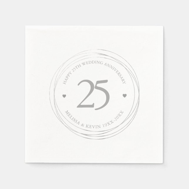 525th Wedding Anniversary Silver Circle Frame Napkin (Front)