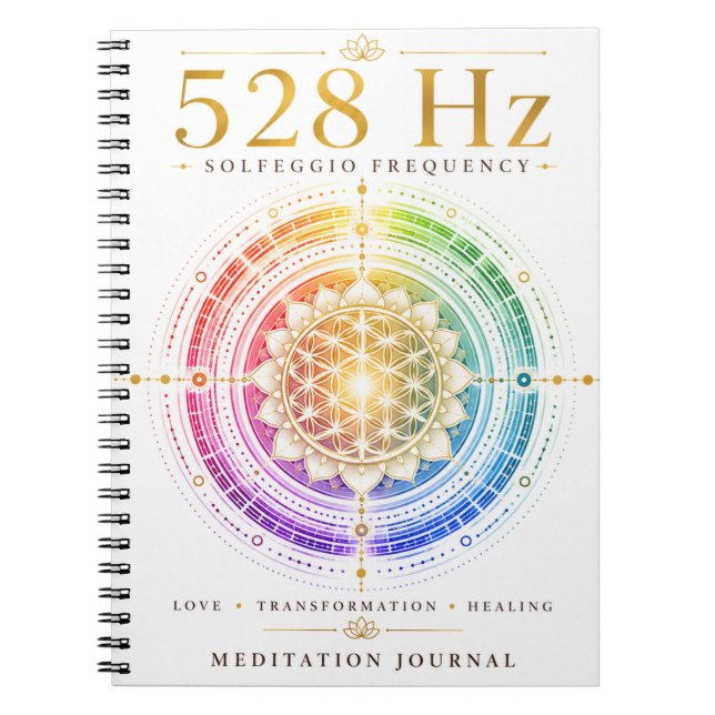 528 Hz Solfeggio Frequency Notebook – Love, Transf (Front)