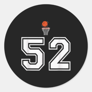 52 Number Basketball Style Vintage White Classic Round Sticker