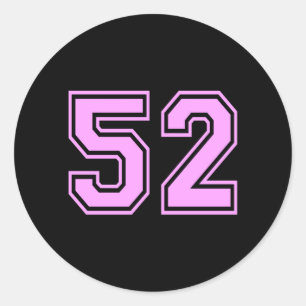 52 Number Fifty-Two Sports Varsity College Girl Classic Round Sticker