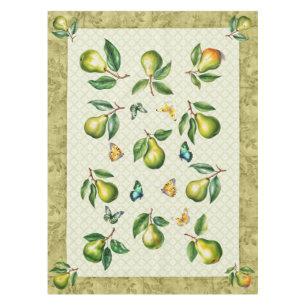 52"x70" Green Pear and Butterfly Summer Tablecloth