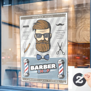 52" x 72" Barber Shop Window Cling