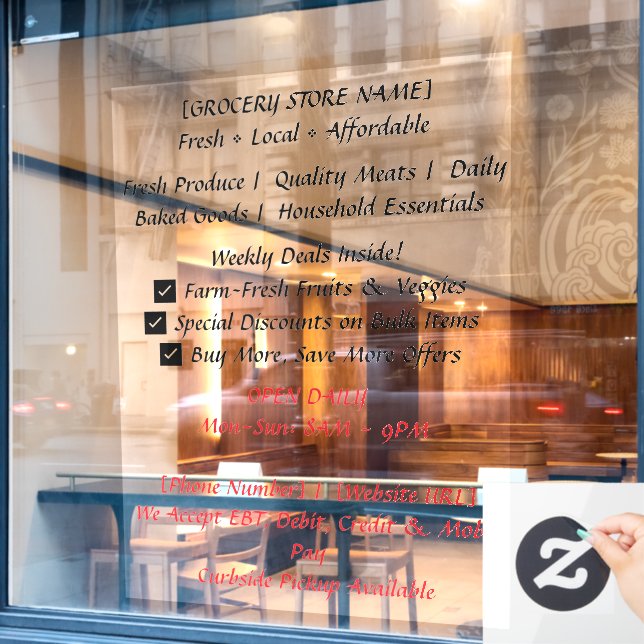 52" x 72" Grocery Store Window Cling (Cafe Window)