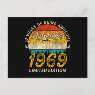 52 Year Old Bday 1969 Awesome Since 52nd Birthday Postcard