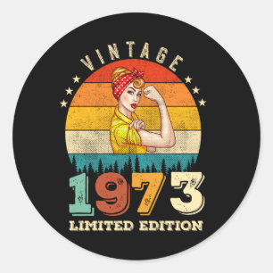 52 Year Old Bday 1973 Vintage 52nd Birthday Women Classic Round Sticker