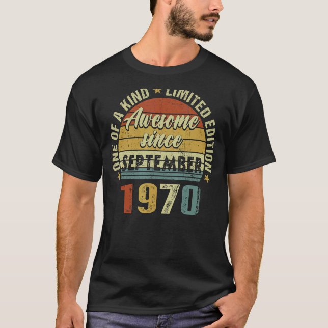 52 Years Old  Awesome Since September 1970 52nd 5 T-Shirt (Front)