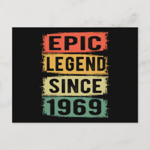 52 Years Old Bday 1969 Epic Legend 53rd Birthday Postcard