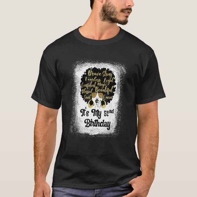 52 Years Old Leopard Melanin Girl It's My Birthday T-Shirt (Front)