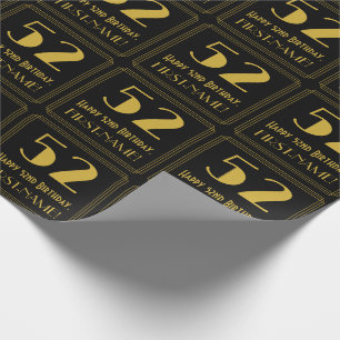 52nd Birthday ~ Art Deco Inspired Look "52", Name Wrapping Paper