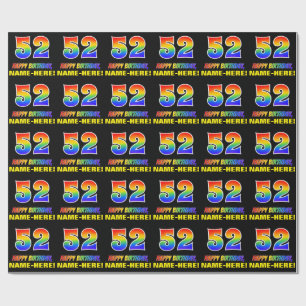 52nd Birthday: Bold, Fun, Simple, Rainbow 52 Wrapping Paper