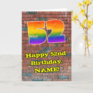 52nd Birthday: Fun Graffiti-Inspired Rainbow 52 Card