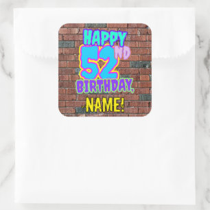 52nd Birthday – Fun, Urban Graffiti Inspired Look Square Sticker