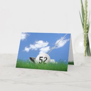 52nd birthday golf ball in grass card