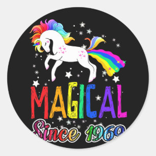 52nd Birthday Magical Farting Unicorn Rainbow 196 Classic Round Sticker