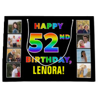 52nd Birthday: Rainbow Text, Custom Photos & Name