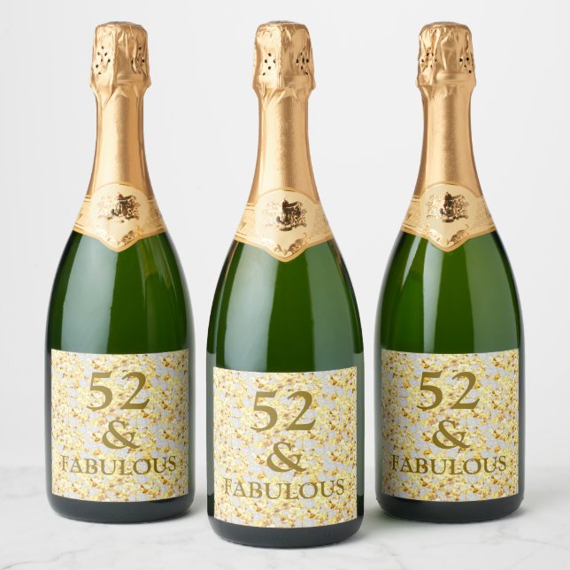 52nd Birthday  Sparkling Wine Label (Bottles)