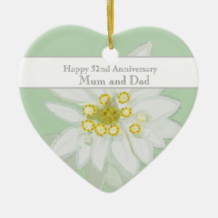 52nd Wedding Anniversary Edelweiss Ceramic Ornament
